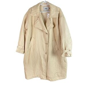 NEW Urban Outfitters Oversized Lined Coat Womens S Creme Buttons Ribbed Textured